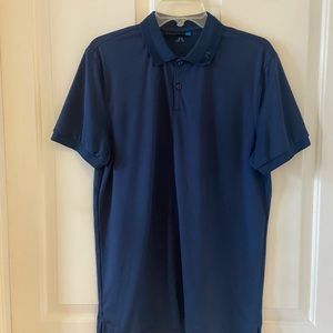 J. Lindeberg Men's Large Regular Fit Navy Blue Golf Polo Shirt Short Sleeve